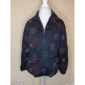 Weekenders 1990s vintage black jacket with floral embroidery cottagecore